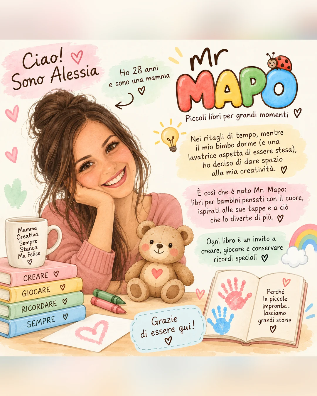 Una mucca kawaii disegnata ad acquerello